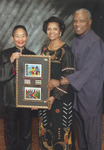 Synthia Saint James with her Kwanzaa stamp